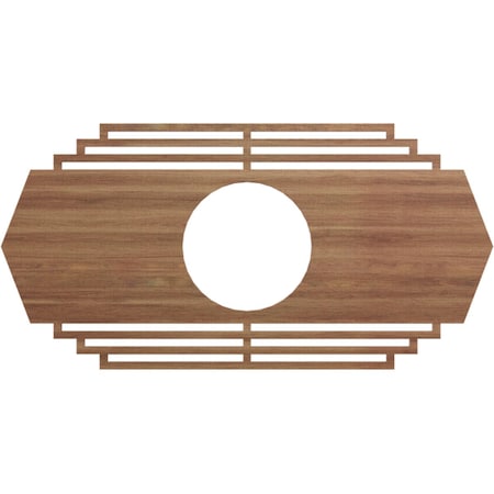 Ekena Millwork Chrysler Wood Fretwork Pierced Ceiling Medallion, Walnut, 32"W x 16"H x 8 3/8"ID x 3/8"T CMWP32X16X0375CSWA